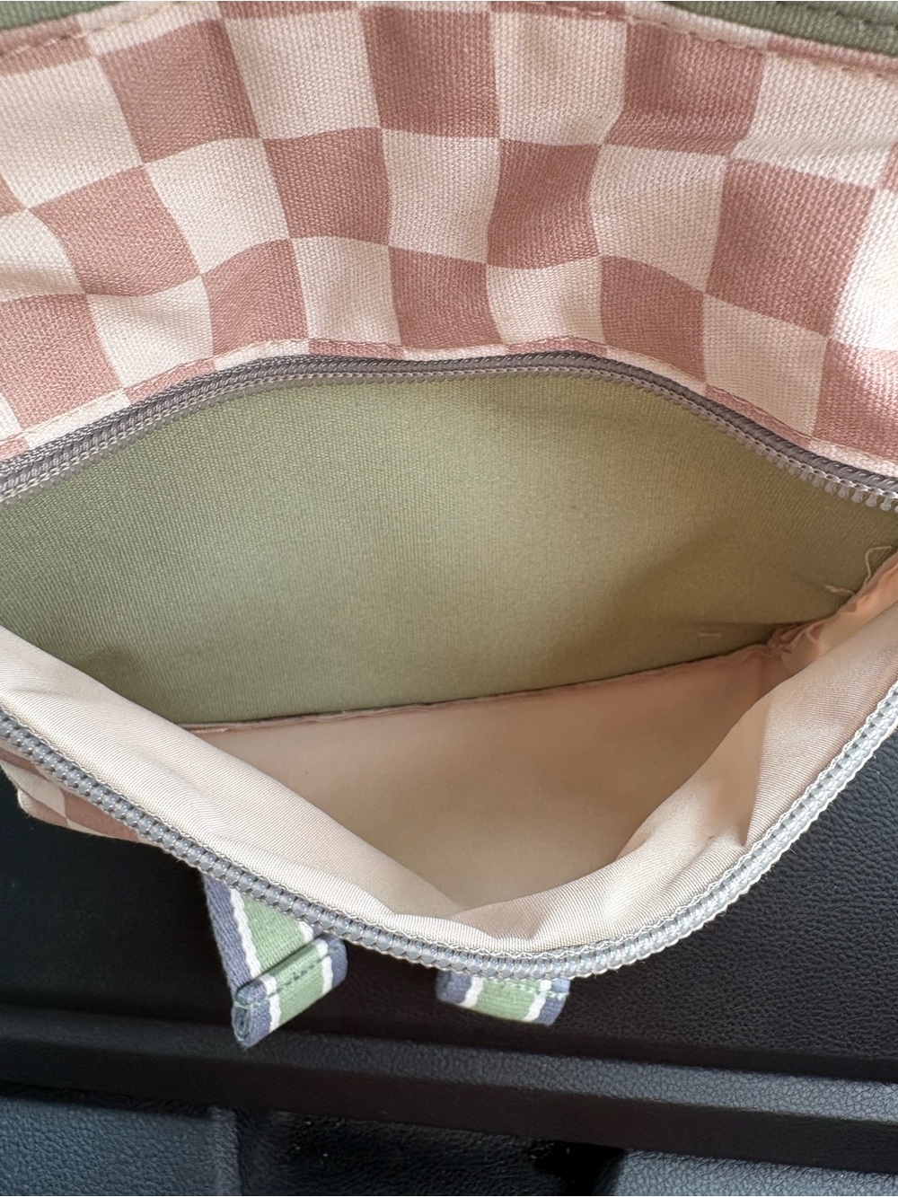 Itzy Ritzy Pink Check & Sage Green Canvas Backpack - Picture 6 of 8